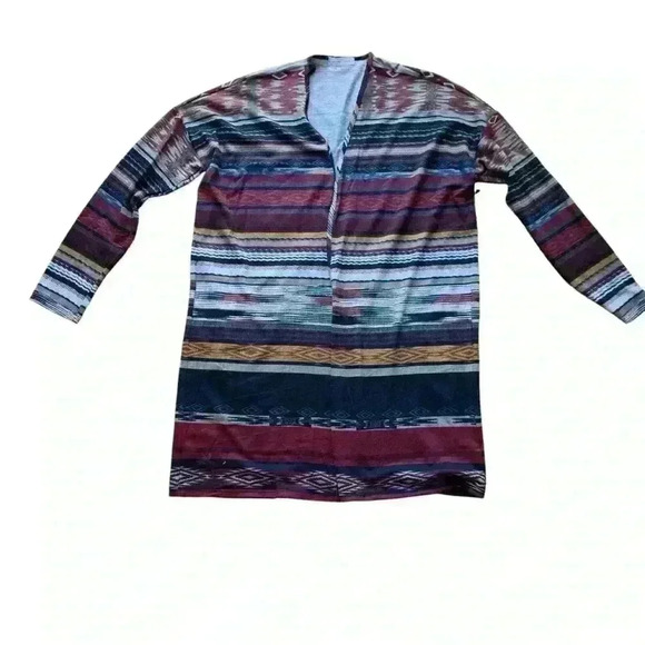Emory Park midi cardigan in grunge stripe rainbow one-size - Picture 2 of 8